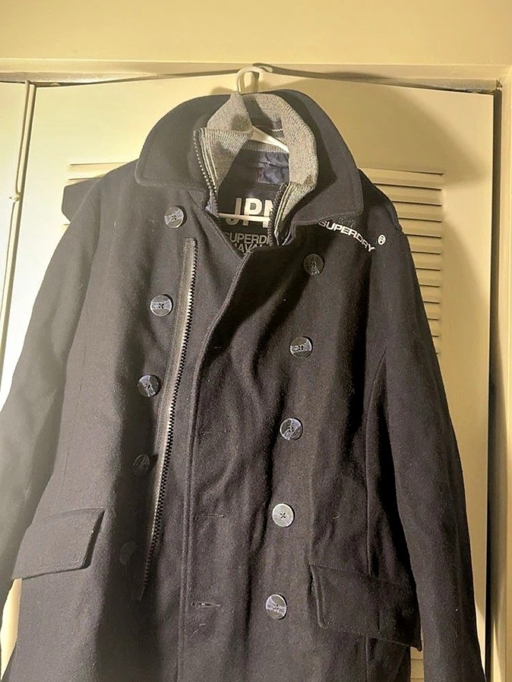 Superdry Naval Peacoat Black Pea Coat - Picture 2 of 4